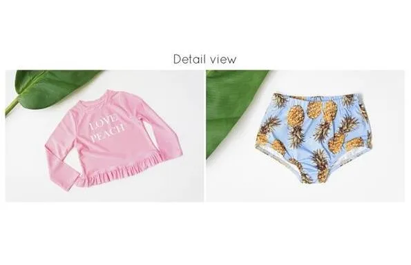 Bébé fille deux pièces enfants à manches longues bain de soleil maillot de bain 2018 sépare taille haute ananas maillot de bain imprimé maillot de bain5365514