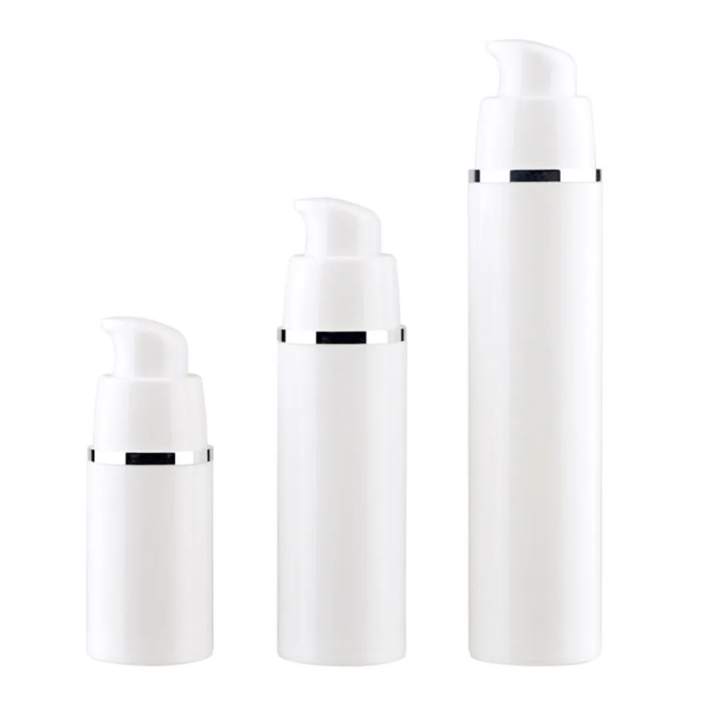 15 30 50 ml leere nachfüllbare weiße hochwertige Airless-Vakuumpumpenflasche Kunststoff-Creme-Lotion-Behälter, Tube, Reisegröße