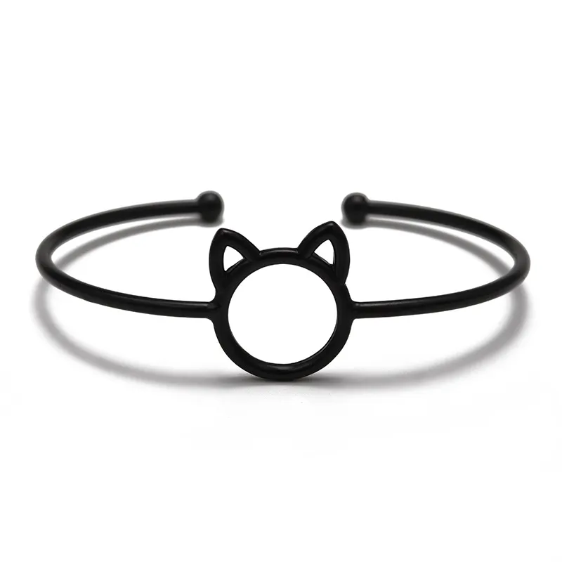 Pulseras de gato brazaletes brazalete de gatito de dibujos animados orejas de gato brazalete abierto ajustable