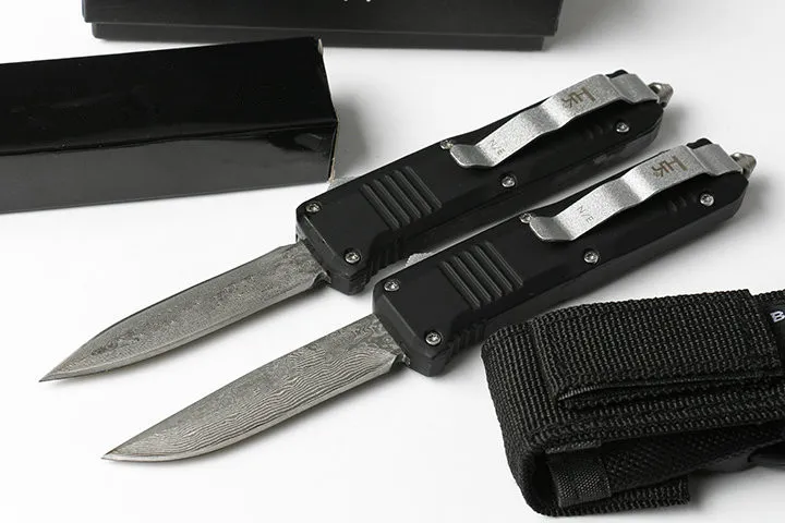 BM C07 MINI Folding Automatic Knife Damascus Blade Al-Zn Alloy Handle Outdoor Camping Hunting Survival Knives Utility Tactical Combat Knife