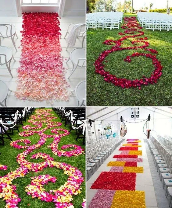 Polyester Düğün Çiçek Düğün Dekorasyon için Gül Yaprakları Koridor Koşucu Dekor Halı Aksesuarları