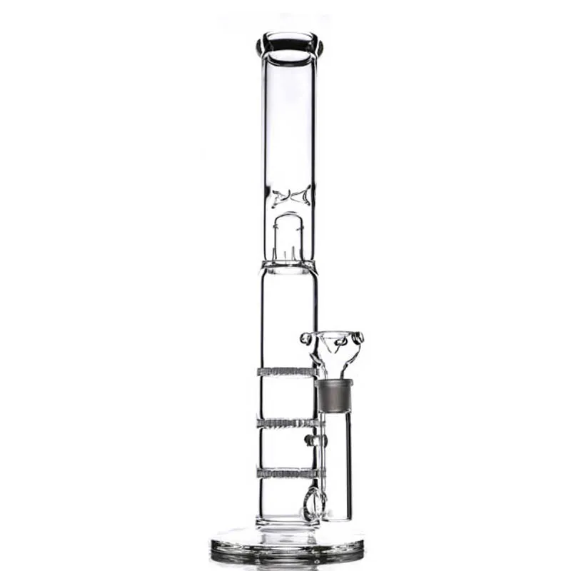 물 담뱃대 Percolator Bongs 트리플 넓어짐 물 파이프 DAB 조작 유리 오일 장비 스플래시 가드 16 "