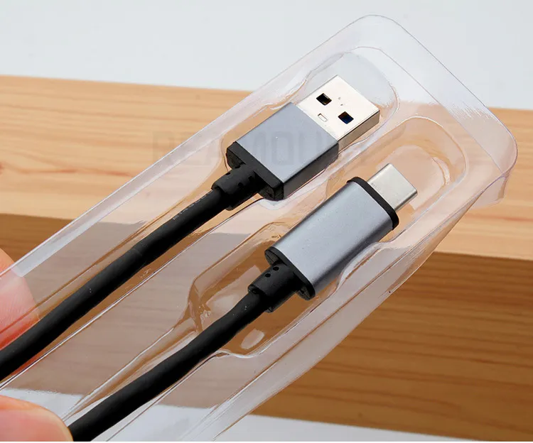 Vente en gros Boîte d'emballage personnalisée Emballage en plastique pour téléphone portable Câble USB pour iPhone X 8 7 Plus Samsung S7 edge 272 * 45 * 16 MM