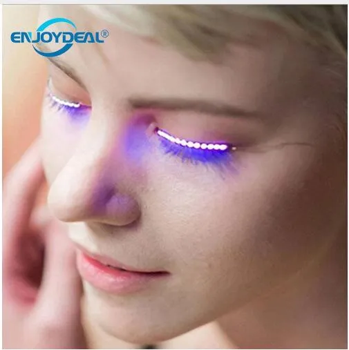 Waterproof Motion Activated LED Glow Long Halloween Eyelashes Flashing Light Holiday Party Club Bar eyelashes Novelty Lighting 1 Pair