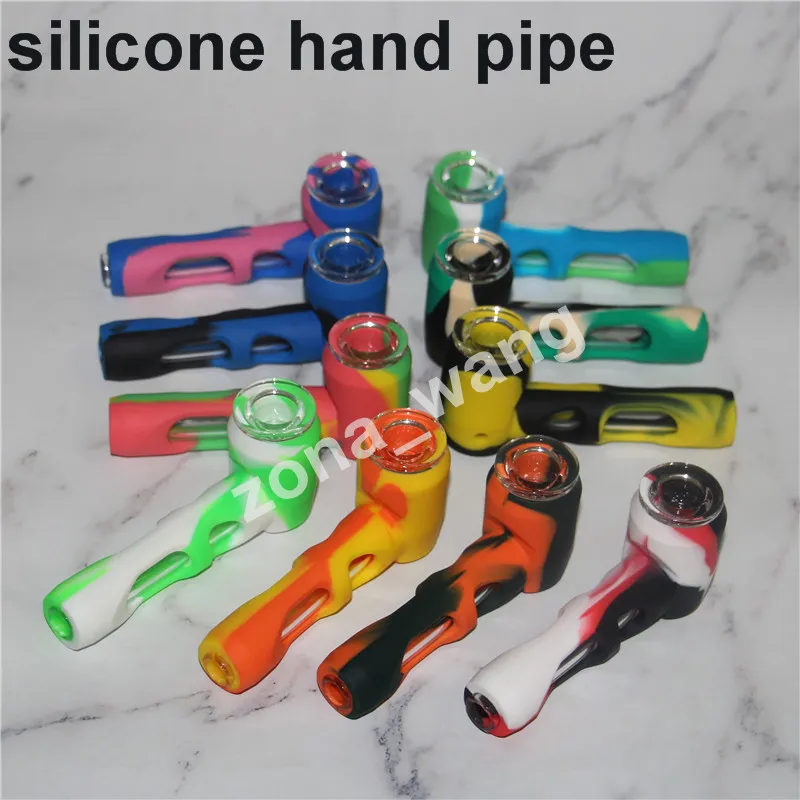 Pipes à tabac en silicone colorées 60g Fumer Bubblers Pipe Mix Couleurs avec des bols en verre épais