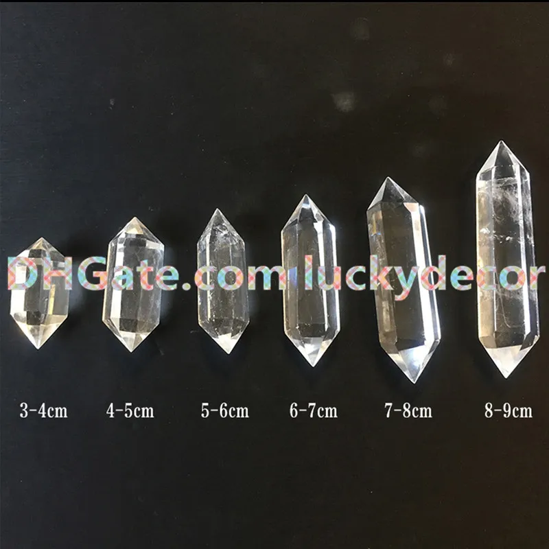 Polished Clear Quartz Crystal Point Prism Wand Double Terminated Natural White Rock Crystal Quartz Mineral Healing Meditation 3760047