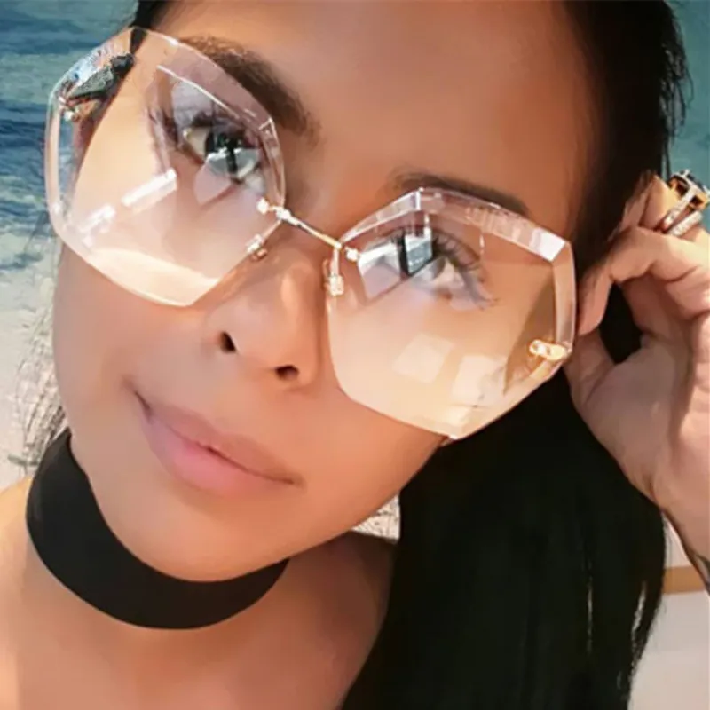 2019 lunettes de soleil sans monture pour femmes lunettes de soleil femme Vintage conduite lunettes de soleil dame lunettes de soleil pour les femmes