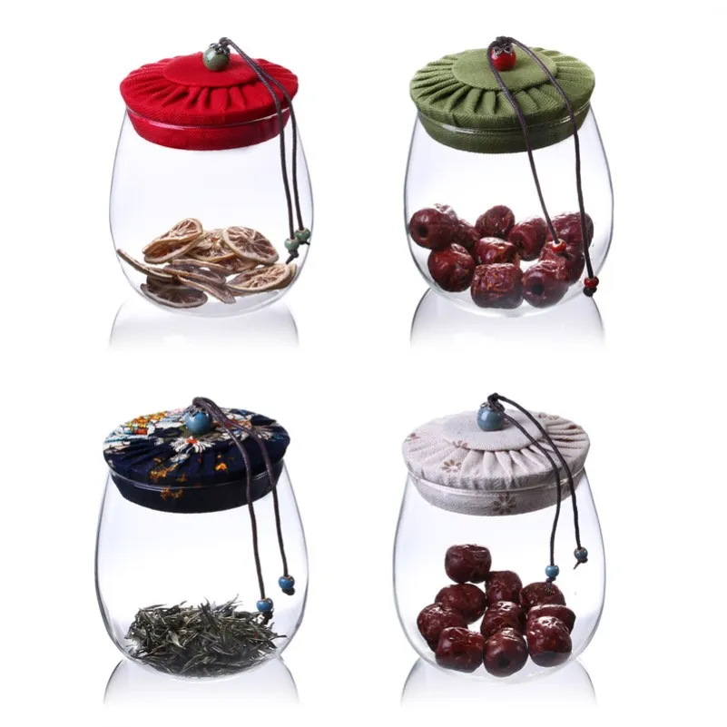 Transparent Glass Bottle Food Storage Jar Big Capacity Container 600ml 1000ml Kitchen Spice Sealed Cans with Lid