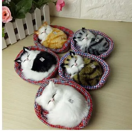 Новый дизайн Kawaii Simulation звучал спящие кошки плюшевые игрушки с гнездом детский любимый день рождения рождественский подарок