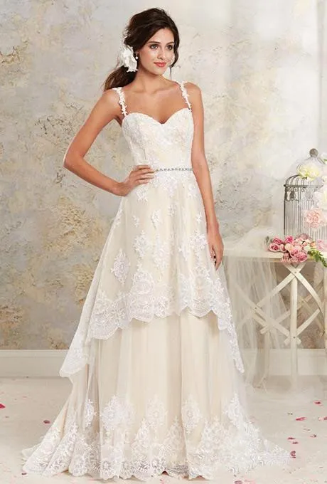 Removable Skirt Lace A Line Wedding Dresses Spaghetti Straps Applique High Low Country Summer Beach Wedding Bridal Gowns BA18557817286