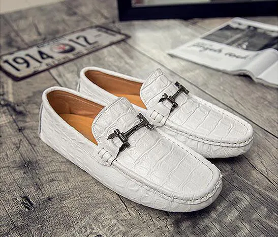 2018 Nuovo stile coccodrillo traspirante scarpe da driver doug mocassini fatti a mano di lusso slip on scarpe eleganti da uomo d'affari di marca italiana designer H1