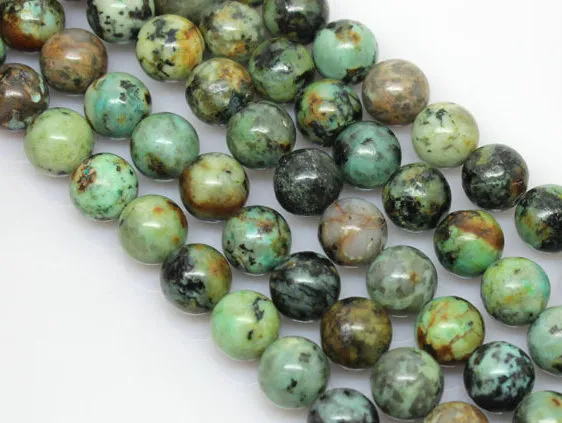 114pcs / lot 10mm naturel Turquoises Africaines Pierre Rond pierres semi-précieuses naturelles bricolage fabrication de bijoux