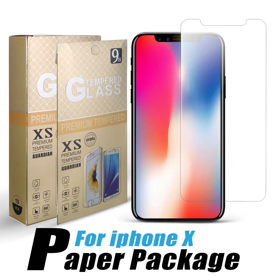 واقي شاشة زجاجي مقسى لـ iPhone 15 14 13 12 Pro Max 6.7inch SE2 Samsung A53 A54 A73 Revvl V 5G Moto G Stylus 5G 0.33mm 2.5d Protector Film 10 in 1 paper box package