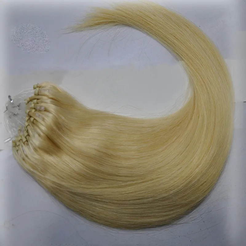 100g Micro Ring Loop Human Hair Extensions Brasilianska raka 100strands 1 Natural Color 613 Blond gratis frakt
