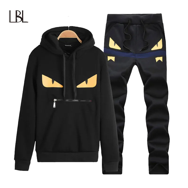 LBL Brand Casual Mens Tracksuit Hip Hop Sweat Suits set Hooded Tracksuits Man Streetwear Jogger Top + Sweatpants Set Plus Size