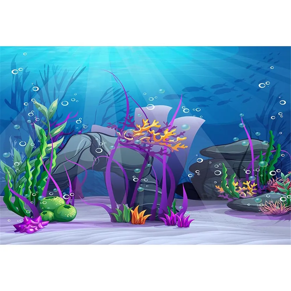 Under the Sea Party Sfondo a tema Fotografia sole attraverso profondo blu oceano alghe Bubbles Little Mermaid Photo Studio sfondi