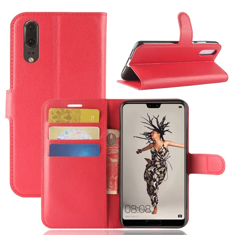 Bookcover voor Huawei P20 PRO TPU lederen Flip Wallet Case voor Huawei P20 Lite Heavy Duty Case met Kickstand DHL GRATIS