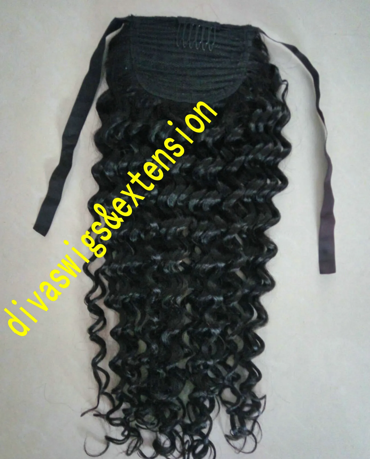 Barato postizo de cola de caballo rizado profundo 100 cabello humano para mujeres negras clip en cola de caballo con cordón extensión de cabello virgen 120 g 16 pulgadas 1b