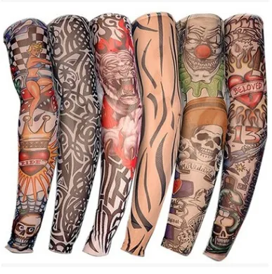 Rękaw Mężczyźni i Kobiety Nylon Tymczasowy Tatto Arm Pończochy Podmocze Fałszywe Tatuaże Rękawy