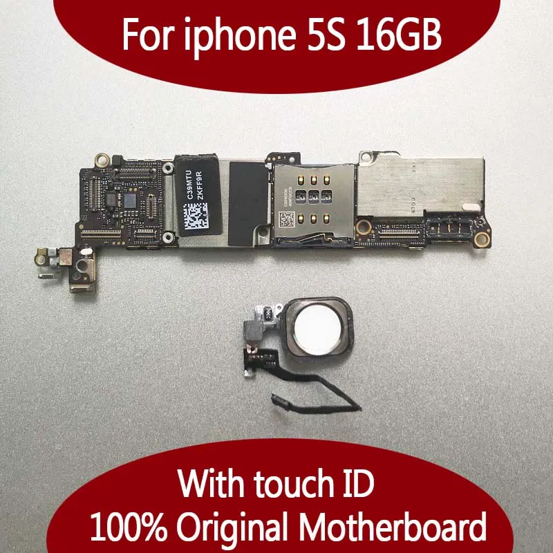 اختبار جيد العمل ل iphone 5S 16GB 32GB اللوحة مع لمسة ID بصمة ، الأصلي مقفلة ل IPhonbe 5S مجلس المنطق
