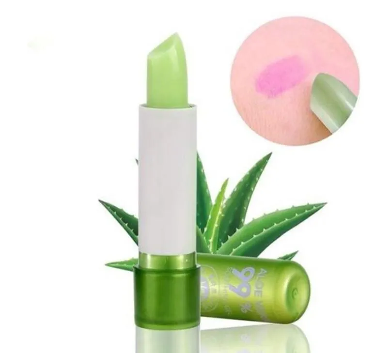 Nuovo popolare impermeabile pianta naturale gel di aloe rossetto temperatura colore magico cambia colore aloe rossetto protezione dall'umidità balsamo le labbra