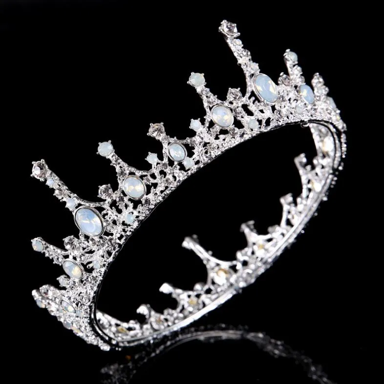 Nowa moda ślubna druhna Silver Crystal Rhinestone Pearl Pageant Princess Flower Opaska na głowę korona Tiara Tiara