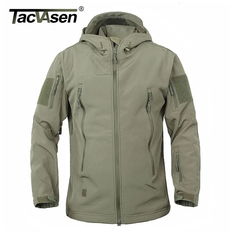 TACVASEN ARMY CAMOUFLAGE COAT Military Tactical Jacket Män Soft Shell Vattentät Vindtät Jacket Coat Plus Storlek 4XL Raincoat