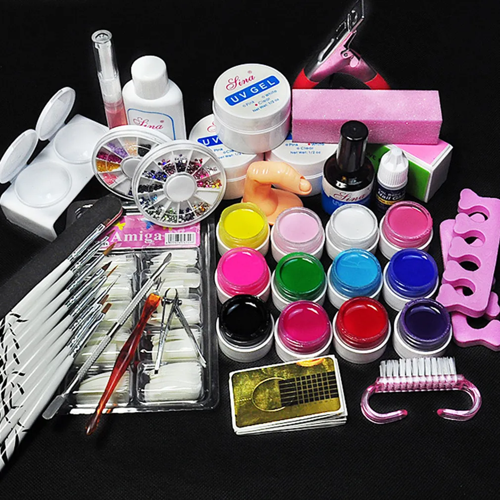BeautyQua Best Combo Nail Art kit Set of 10 Best and Super Quality  Professional Nail Art Kit, Dotting Tools, brush /set, 100 Tips Nails, Brush  On Glue,Decorative Tape, Cleaning brush, Glitter, 1