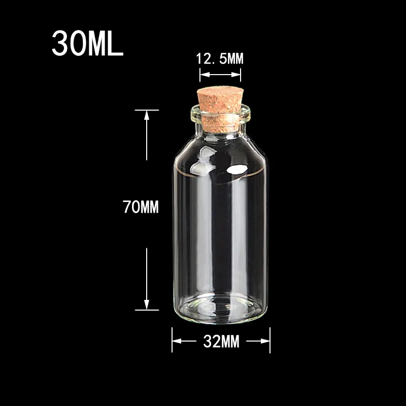 Transparent Glass Cork Bottles Glass Vials Jars Empty Storage Wishing Bottles Decorative Diy4