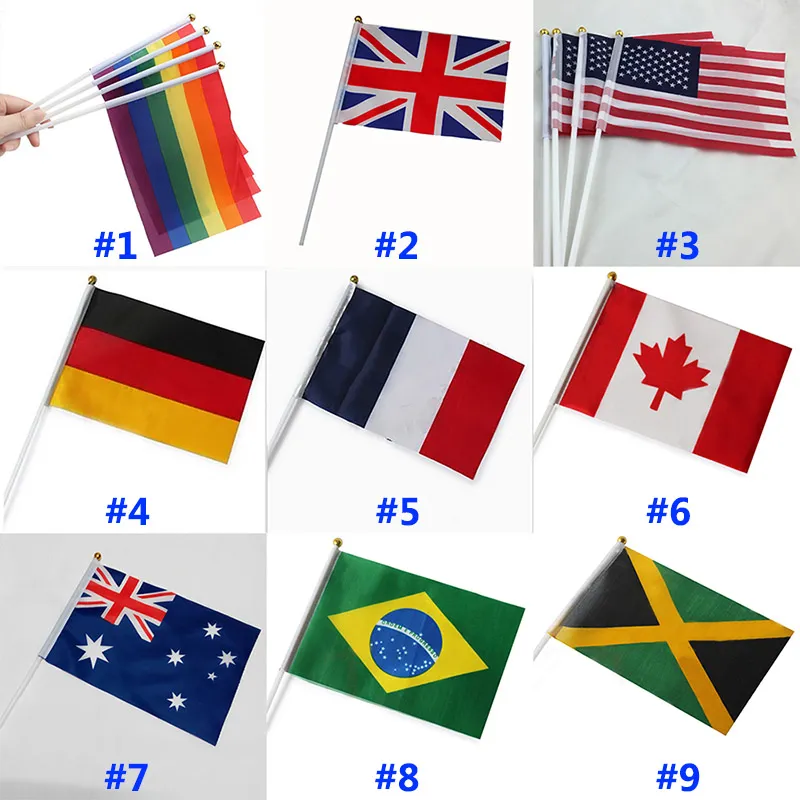 14*21cm Rainbow Flags 12 Design National Flag For World Polyester Hand Waving Flags Banners Home Decoration WX9-652