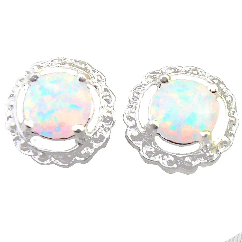 5 par Lot Luckyshine Holiday Prezent dla Kobiet Ogień Opal Stud 925 Sterling Silver Rosja Amerykański Australia Wedding Stud Kolczyki