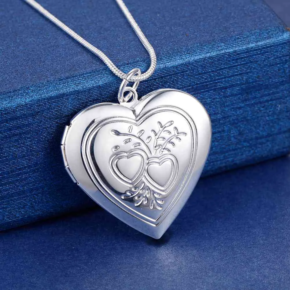 Factory Wholesale 925 Sterling Silver Plated LOVE Heart Pendant Locket Necklace Fashion Classic Romance Jewelry Valentine's Day Gift