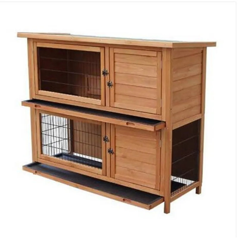 wholesales 48" 2 Tiers Waterproof Chicken Coop Rabbit Hutch Wood House Pet Cage for Small Animals