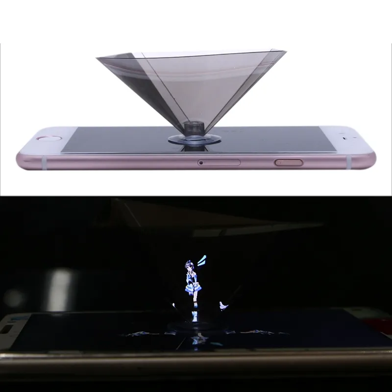 Голографический 3D-проектор пирамидальный дисплей с присоской для 3,5-6-дюймовый смартфон