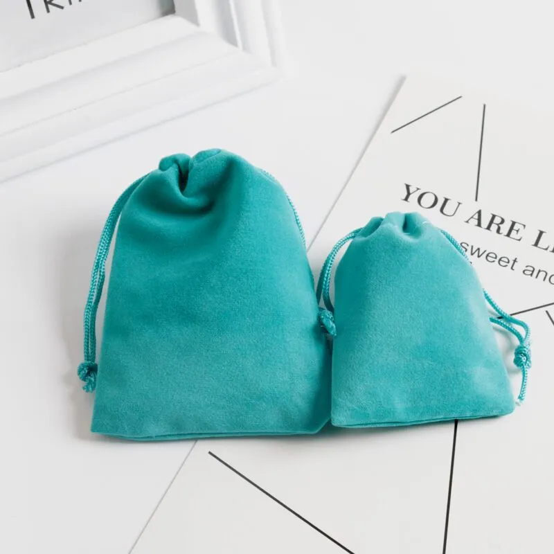 Lake Blue Velvet Bag 5x7cm Mini Charms Jewelry Packaging Bags Wedding Decoration Velvet Drawstring Pouch Gift Bag2677