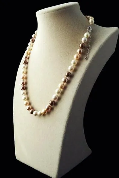 Collana con perle rotonde di perle di conchiglia dei mari del sud di colori misti genuini da 8 mm 18 