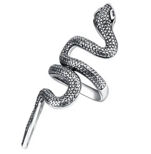 Creative Hip Hop Jewelry Silver Color Life like Cobra Snake Ring Punk Animal Special Design Men Rings Fashion Accessories 8C0023