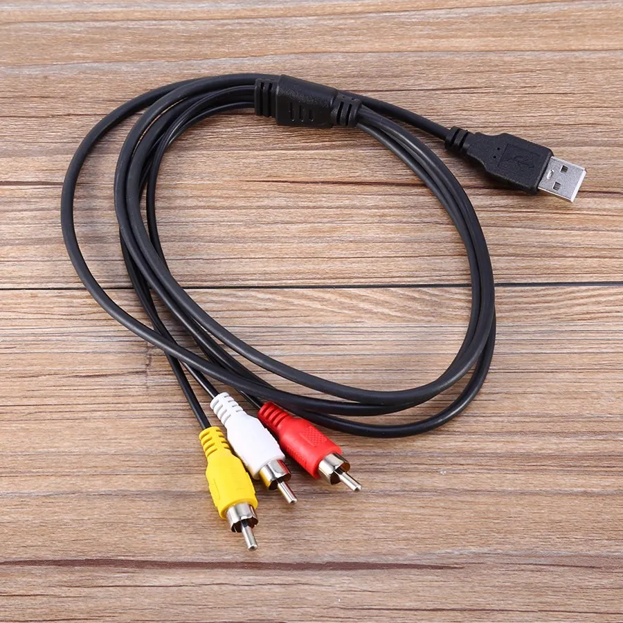 5FT 1.5m Male to Male USB 2.0 To 3 RCA Audio Video AV Adapter Cable Cord