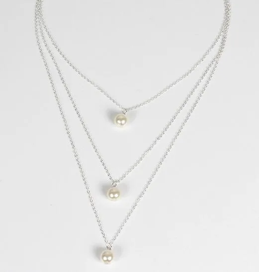 Nuevo collar de perlas multicapa temperamento de alto grado joyería de comercio exterior cadena de clavícula suéter artículos de cadena joyería moda clásica exq