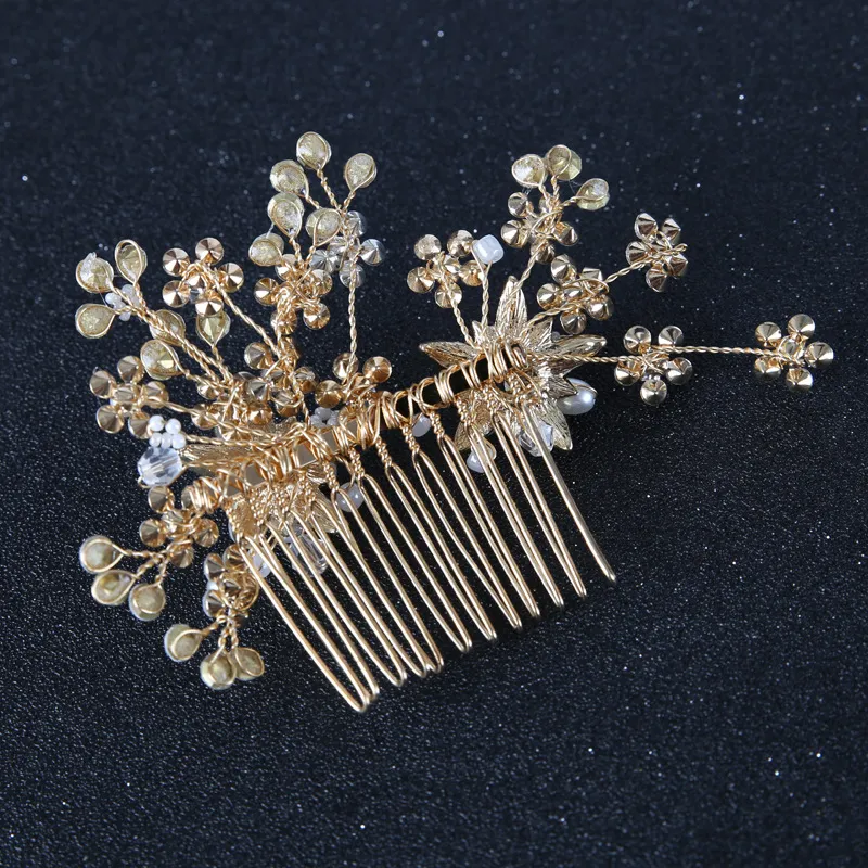 Gold Silver Bridal Wedding Hair Combs Pearls Crystal Bridal Hair Comb Girls Bridal Headpieces Wedding Veil Dresses Hair Jewelry Accessories