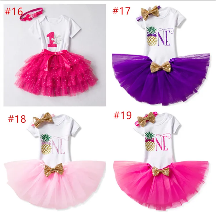 Set di vestiti neonate bambini Abbigliamento bambini Vestito estivo con fiocco in paillettes + Top + Fascia capelli 3 pezzi Vestiti Bebes Costumi la prima festa di compleanno