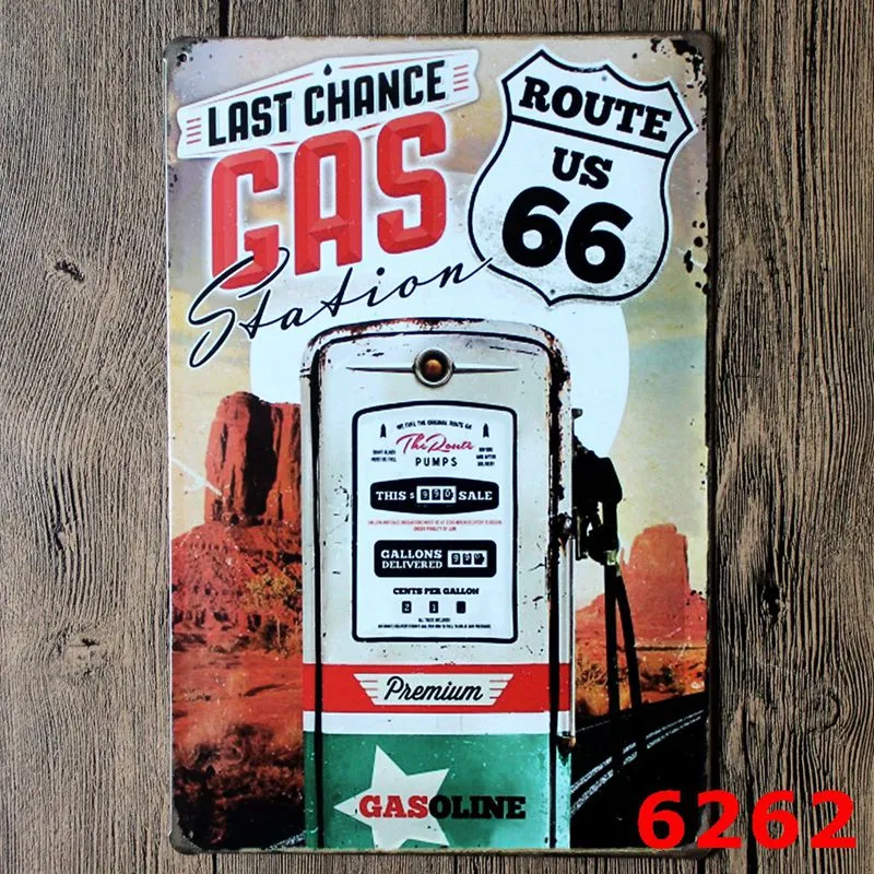 100 stks Route 66 Design Vintage Stijl Iron Painting voor Woonkamer Creatieve Decoratie Tin Poster Creëer Sfeer Tikken Teken 20 * 30cm H401