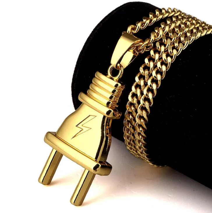 Collana di gioielli hip-hop placcato oro 18 carati con spina creativa uomini moda ciondoli danzanti di alta strada uomini nuove catene d'oro rapper spedizione gratuita