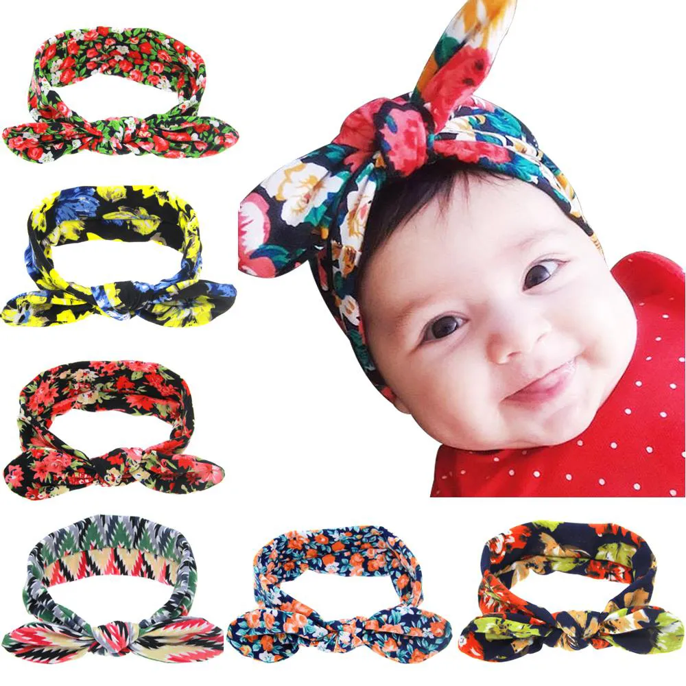 13 Colors Baby Girls Headbands Flowers Bunny Hairband Bohemia Turban Knot Rabbit Ear Flroal Headbands Headwear Kids Hair Accessories