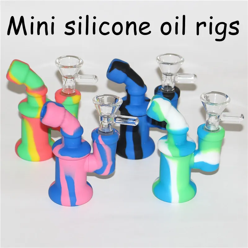 Mini-Silikon-Ölplattformen Glasbong-Zubehör Silikon-Mundstücke Düsenrohr Passende Ölplattformen Heady Bubbler Wasserbong mit Glasschüssel DHL