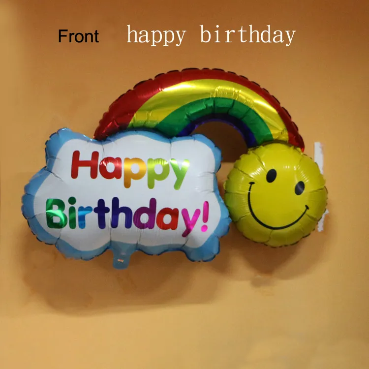 Atacado-grande tamanho sorriso rosto arco-íris globos duplo lado folha  balões feliz aniversário decoração de casamento bolas ter um bom dia  crianças brinquedos