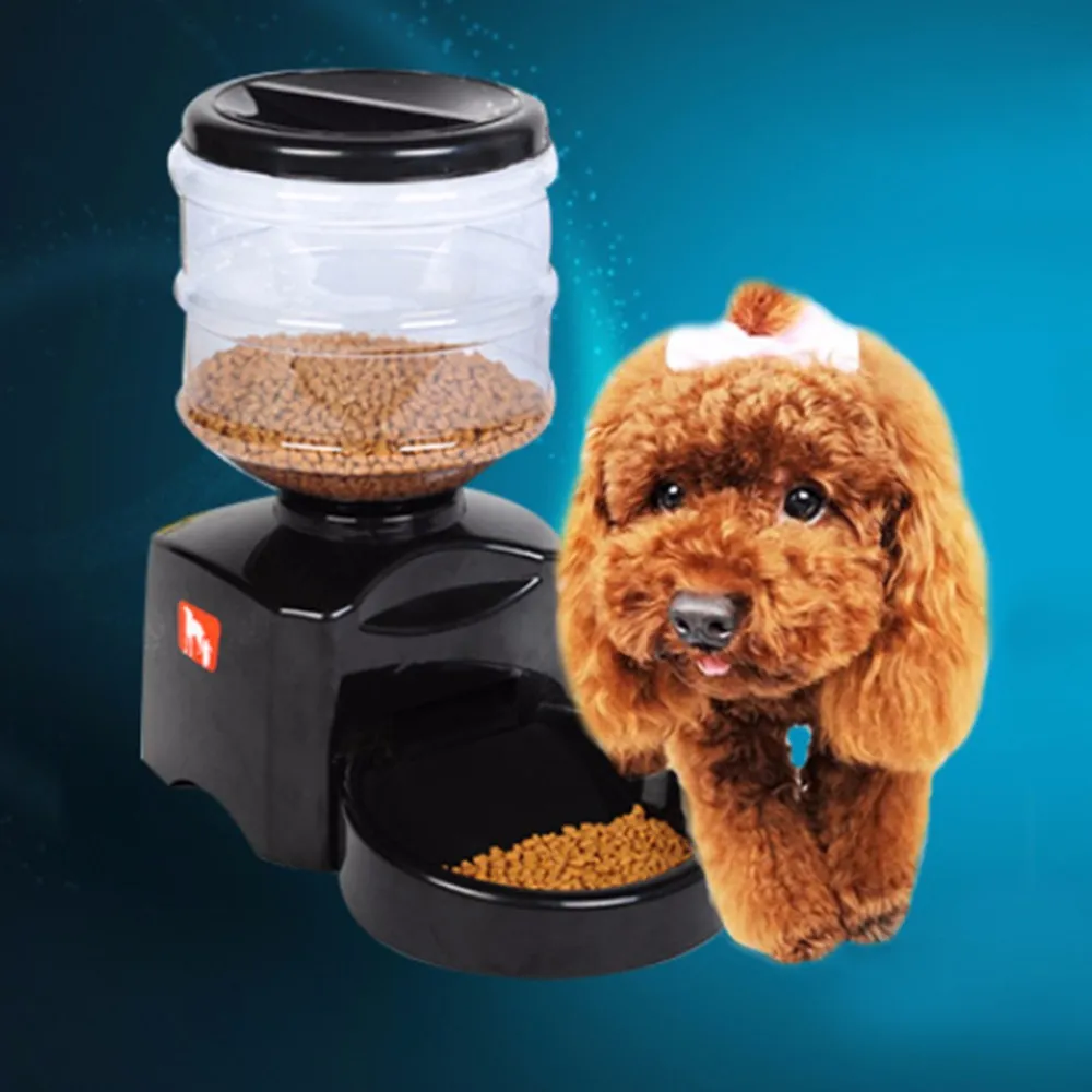 Plast 5.5l Automatisk husdjursmatare med röstmeddelande Inspelning och LCD-skärm Stora Smart Hundar Katter Mat Bowl Dispenser DHL Gratis frakt