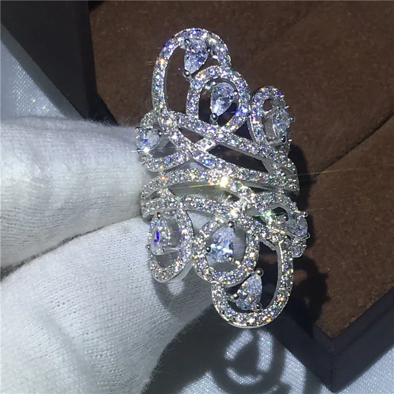 Victoria Wieck Cross line Femme Mode Diamonique Cz 925 Bague de fiançailles en argent sterling pour femmes Big jewelry