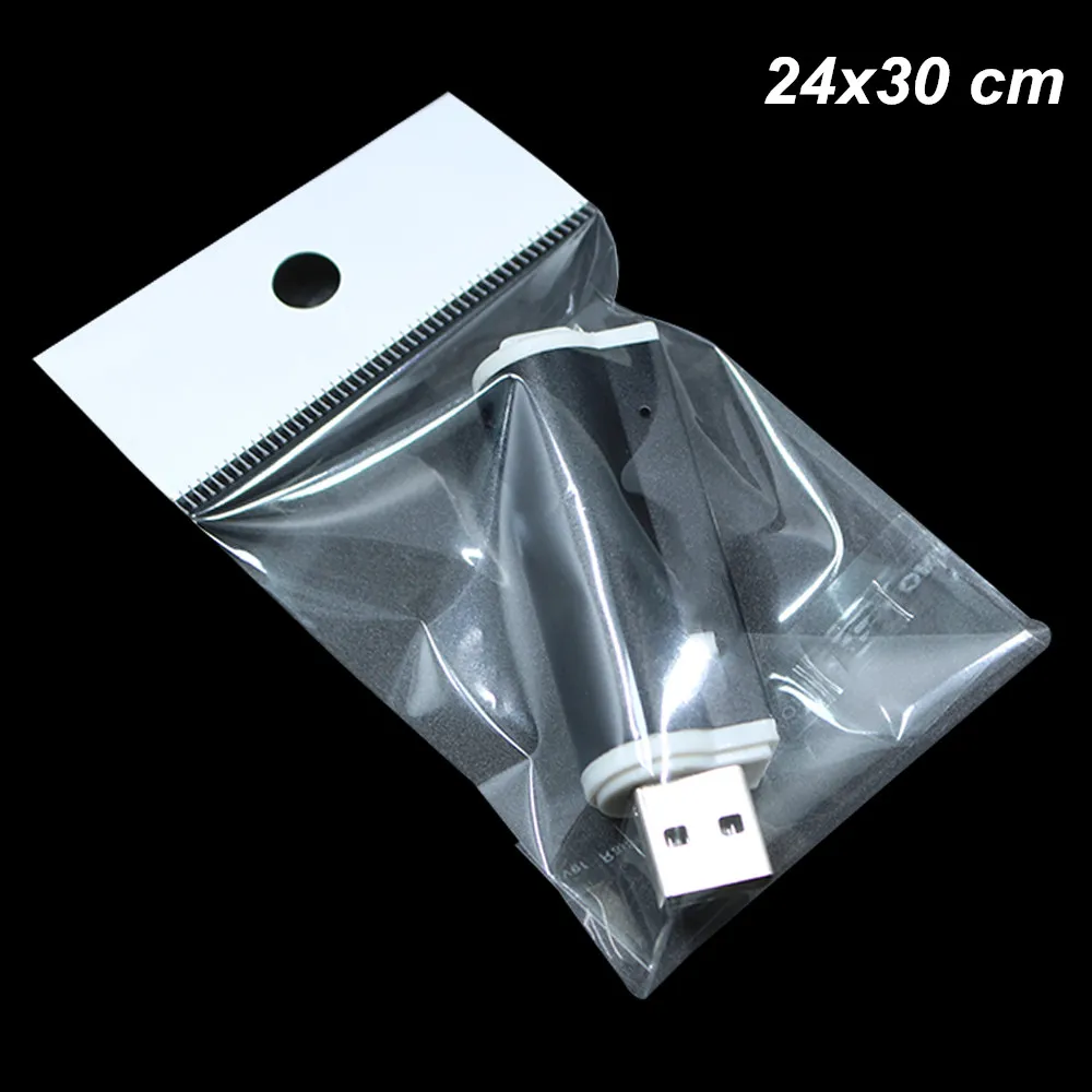 24x30 cm Autoadhesivo de plástico transparente de plástico OPP Accesorios de la joyería Bolsas de almacenamiento Colgando Joyería autoadhesiva DIY Regalos bolsa de embalaje