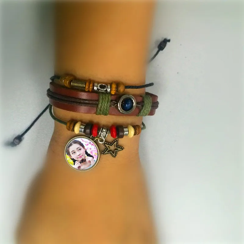 Retro Star Charm Cowhide Bracelet Under 50 Rupees For Women Knitted From Xingchen8507, 1.54